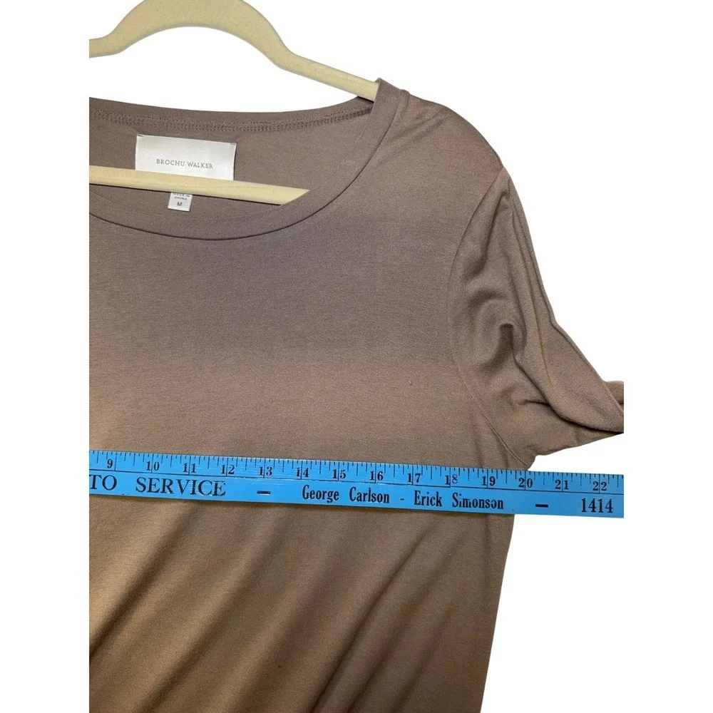 Brochu Walker Long Sleeve Draped Cotton Modal Jersey Midi Dress Light‎ Brown M
